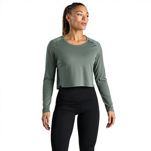 Camiseta de Manga Larga para Mujer, Diseño Moderno, Tela de Algodón Suave, Cuello Redondo, Top Corto Básico, Impresión Personalizada, Proveedor de Ropa al Por Mayor OEM - Product Image 3