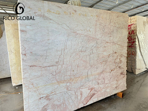 RICO GLOBAL - Losa Grande de Mármol Calcita Pulido Rosa Claro con Vetas Rojas para Decoración de Paredes Interiores de Cocina y Pisos - Product Image 3