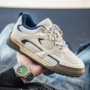 Zapatillas con cordones de suela gruesa de diseño original para hombre; Novedades de verano 2026, versátiles, elegantes, transpirables, de malla sólida - Product Image 1