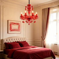 Lustre d'hôtel pour plafonds hauts, Lustre de salon et de chambre, Lustres rouges de style français