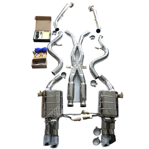 适用于宝马E92 M3 GRWA不锈钢304镜面抛光汽车排气系统 + Y管，包括两个阀门 - Product Image 1