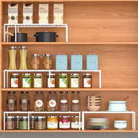 Rak lemari besi baja, lemari penyimpanan dapat diatur Modern, Meja dapur dan rak kabinet organisasi dapur