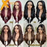 Perruques X-Tress HD à Raie Centrale, Dentelle Frontale, Mèches Superposées, Coupe Walf, Synthétiques, Ondulées Naturelles, Extensions de Cheveux pour Femmes, Vente en Gros