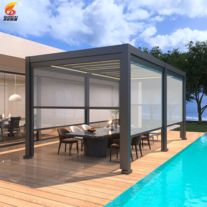 2025 nouveau jardin extérieur en aluminium persienne Pergola lumière LED électrique en aluminium obturateur 3x3m <span class=keywords><strong>terrasse</strong></span> Durable bois plastique alliage - Product Image 1