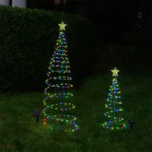 畅销流行圣诞螺旋树场灯，带金属木桩，用于室内室外花园假日装饰