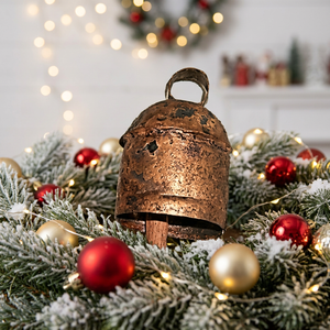 Cloche à vache vintage en métal, cloche suspendue artisanale pour animaux, ornement rustique pour la maison, décoration de Noël - Product Image 3