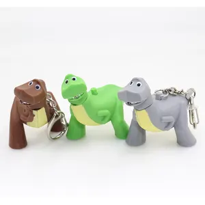 Plastic 3D dinosaur led keychain with sound making and LED lightening