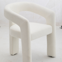Fauteuil de salle à manger en forme de U, design moderne, tissu Teddy, chaise d'appoint rembourrée pour la maison et l'hôtel