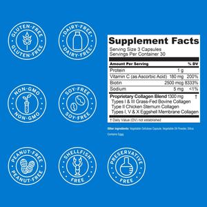 Capsules de collagène multi-sources haute puissance, mélange hydrolysé avec vitamine C pour les cheveux, la peau et les ongles, complément de collagène multi-sources - Product Image 3