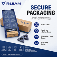 RUIAN 16IR1.00ISOA-RP1020 Plaquettes de filetage en carbure OEM revêtues PVD, emballage en boîte plastique pour fraises en carbure de tour (MOQ 10)