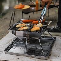 Barbecue pliable portable en acier inoxydable avec logo personnalisable pour camping, pique-niques, activités de plage, cuisson au charbon de bois