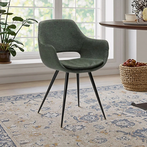 Silla de Comedor <span class=keywords><strong>OHH</strong></span> Tapizada en Terciopelo con Patas de Metal Negro, Tela de Cuero/PU, Suministro Directo de Fábrica para el Hogar y la Cocina - Product Image 1