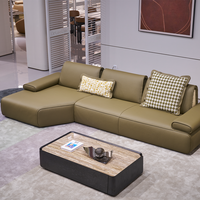 Canapé modulaire moderne de qualité supérieure, de taille moyenne, 3 places, en cuir véritable épais beige, pour salon