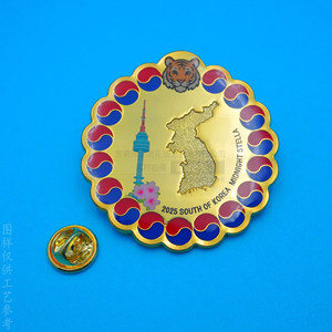 Broche de Aleación de Zinc Dorado con Diseño de Mapa de Corea y Tigre, Regalo 2025, Pin de Moda Unisex con Cierre de Mariposa - Product Image 3