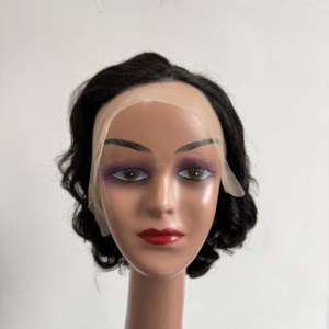 Perruque courte bob ondulée en <span class=keywords><strong>cheveux</strong></span> humains, <span class=keywords><strong>coupe</strong></span> dégradée, pré-coupée, sans colle, avec closure en dentelle 4*13, en <span class=keywords><strong>cheveux</strong></span> humains vietnamiens authentiques - Product Image 4