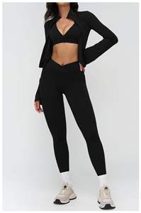 Conjunto de Yoga para Mujer con Sensación de Desnudez, Top de Cuello Alto con Cierre y Leggings, Ropa Deportiva para <span class=keywords><strong>Gimnasio</strong></span>, Correr, Fitness y Uso Casual - Product Image 5