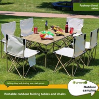 Ensemble table et chaises pliantes portables pour l'extérieur, idéal pour le camping, les pique-niques, les marchés nocturnes, design carré
