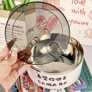 Bol à nouilles instantanées en acier inoxydable avec couvercle, bol à soupe rond, boîte à lunch pour étudiants, récipient de stockage alimentaire - Product Image 2