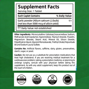 Complément d'extrait d'ail de haute qualité, 60 comprimés, soutient la santé des adultes, comprimés d'ail végétaliens inodores - Product Image 3