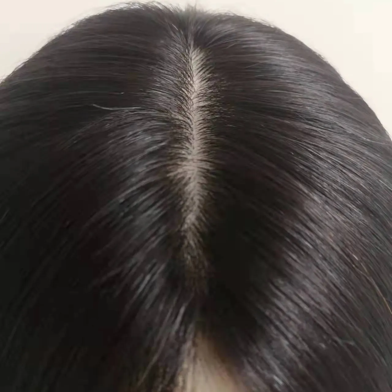 Good price silk top natural human hair piece for hair loss and thinning hair natural black color in stock