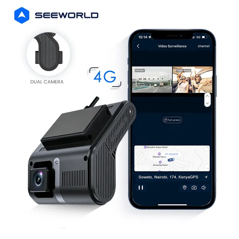 ขายร้อนอัตโนมัติ 4G Lte รถบรรทุกรถยนต์ Dashcam กล้องคู่พร้อมแอพติดตาม GPS