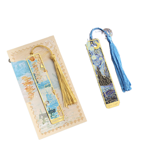 Großhandel personal isierte benutzer definierte Werbe niedlichen Edelstahl Gold Messing Metall Lesezeichen benutzer definierte mit Quasten für Buch - Product Image 3
