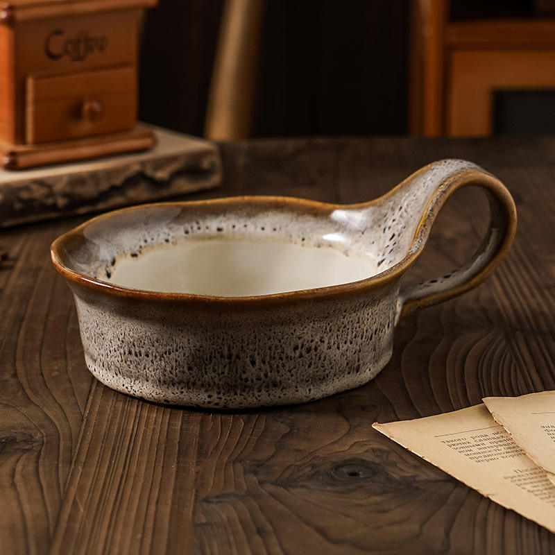 White kiln-fired large breakfast cup