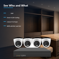 Surveillance nocturne en couleur jusqu'à 25 m sur quatre dômes 5MP et un NVR PoE