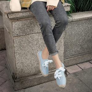 Espadrilles à lacets pour femmes, baskets minimalistes en toile respirante avec lacets en ruban, chaussures en jute tissé, chaussures de tous les jours - Product Image 4