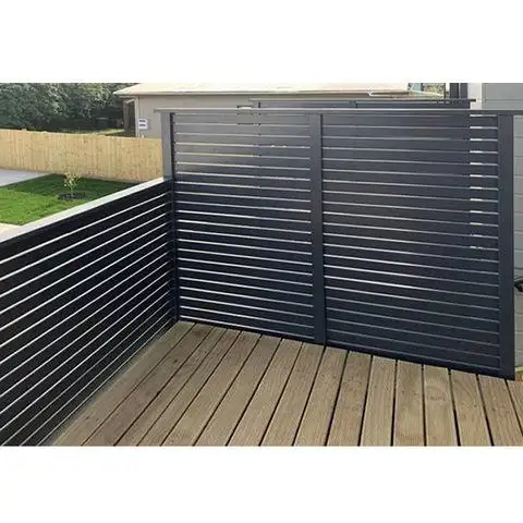 Powder coated aluminum alloy slat wall fence privacy panel black fence and house gate