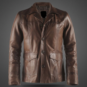 Customized OEM Men's <b>Retro</b> Biker Genuine Sheep Skin <b>Leather</b> <b>Jacket</b> for Men Women New Style High Street Stand Collar Waterproof - Product Image 4