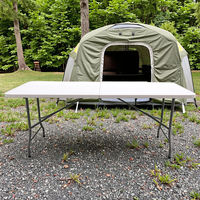 Table de salle à manger pliante moderne et légère en plastique blanc, avec pieds en métal robustes, idéale pour les parcs - Meilleures ventes