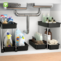 2-stufiges Ausziehbares Spülenschrank-Regal Aufbewahrungsregale für Küche und Bad Unterschrank-Organizer, Ausziehbarer Schrank-Organizer