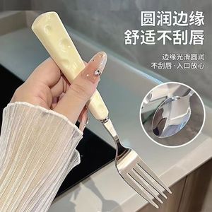 Ensemble de 3 pièces de luxe léger (couteau/fourchette/cuillère), cuillères à dessert mignonnes pour le fromage, couverts à steak en acier inoxydable - Product Image 3