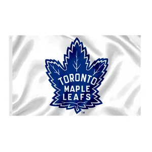 Bannière personnalisée en polyester 3*5 Ft Toronto Maple Leafs Navy avec rayures blanches NHL Hockey NHL Team Flag
