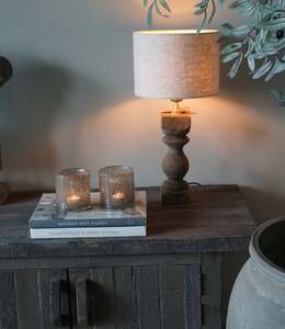 Antique Cumani Classic <b>Table</b> <b>Lamp</b> Handmade Wood <b>Base</b> Retro Fabric for Hotel Bedroom Living Room-Wholesale Price for Decorative - Product Image 5