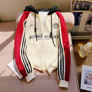 Cárdigan bordado con parche de letras personalizado, suéter con capucha de felpa para hombres y mujeres, sudadera informal holgada con cremallera - Product Image 3