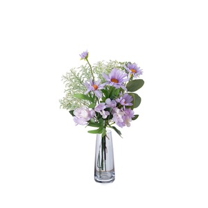 Bouquet de fleurs artificielles vides, marguerites violettes avec feuilles vertes pour la décoration intérieure et murale CF01117 - Product Image 5