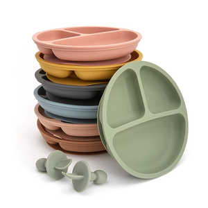 Assiette à dîner ronde pour enfants en silicone, personnalisée en usine, promotionnelle, nouveau design, écologique, robuste et très populaire - Product Image 1