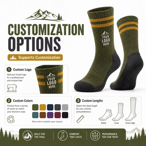 Custom Wool Hiking <b>Socks</b> <b>Moisture</b> Wicking Cushioned Sole Warm Outdoor Sports Crew <b>Socks</b> for Winter Season Outdoor Hiking <b>Socks</b> - Product Image 2