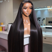 Perruque frontale complète sans colle en cheveux naturels vietnamiens bruts, ultra-lisses, avec dentelle HD suisse, pour femmes noires
