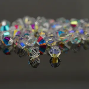 Hot bán ép Top hai Chỉ pha lê Loose hạt 4mm pha lê hạt thủy tinh bicone hình hạt DIY trang sức phụ kiện - Product Image 5