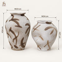 Vase à fleurs en céramique moderne Jossin avec motif abstrait peint à la main, finition texturée pour la décoration de table de salon de style nordique