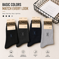 Chaussettes classiques en coton pour hommes, douces, respirantes, durables, extensibles, anti-odeur, ajustement parfait, décontractées, pour l'automne, usage quotidien, logo personnalisé OEM 4