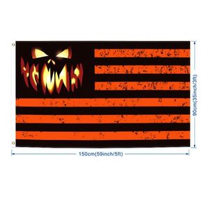 ธงพกพาสำหรับตกแต่งภายนอกอาคาร ทำจากโพลีเอสเตอร์ พิมพ์ลายธีมฮาโลวีนรูปฟักทอง ดีไซน์ส่วนตัวตามสั่ง - Product Image 1