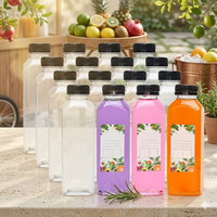Gobelets en plastique PET carrés de qualité alimentaire en gros, 8oz, 12oz, 16oz, transparents, pour boissons, jus, eau, avec bouchon