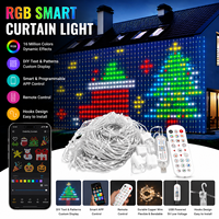 Rideau lumineux intelligent RGB, lumières LED pour rideau, commande à distance par application, affichage de motifs DIY, décoration de fenêtre de Noël