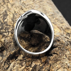 yunnique European American Style Men's <b>Titanium</b> Steel <b>Ring</b> Viking Raven Design Hip Hop Fashion Jewelry Gift - Product Image 3
