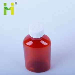 1 OZ frasco de xarope de plástico pet garrafa de bebida de plástico âmbar frasco de remédio líquido