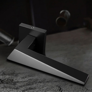Modern Luxury Italian Matt Black Interior Door Knobs European Zinc Aluminum Square Lever Lock Handles Mortise Accessories Hotels - Product Image 3